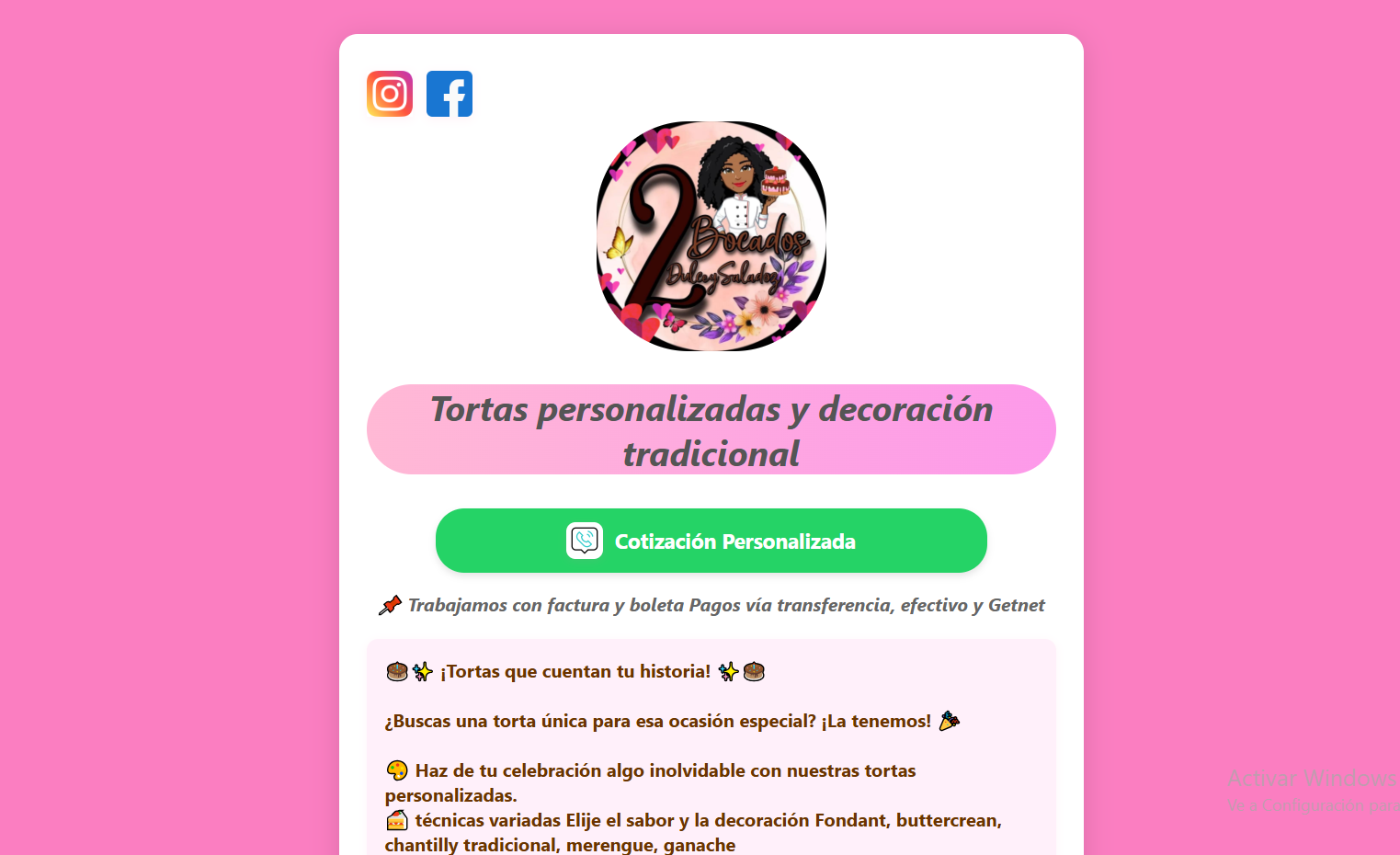 Vista del catálogo web