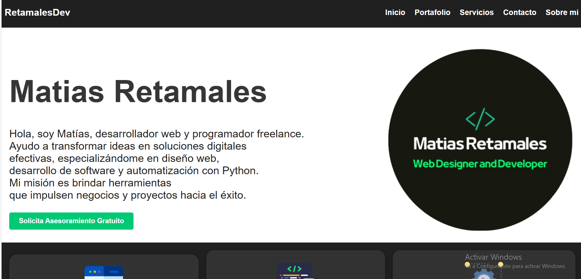 Vista completa de la web RetamalesDev